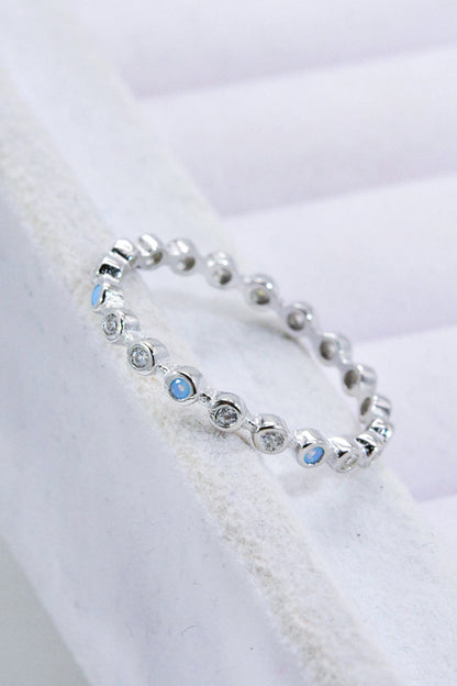 moonstone zircon silver ring
