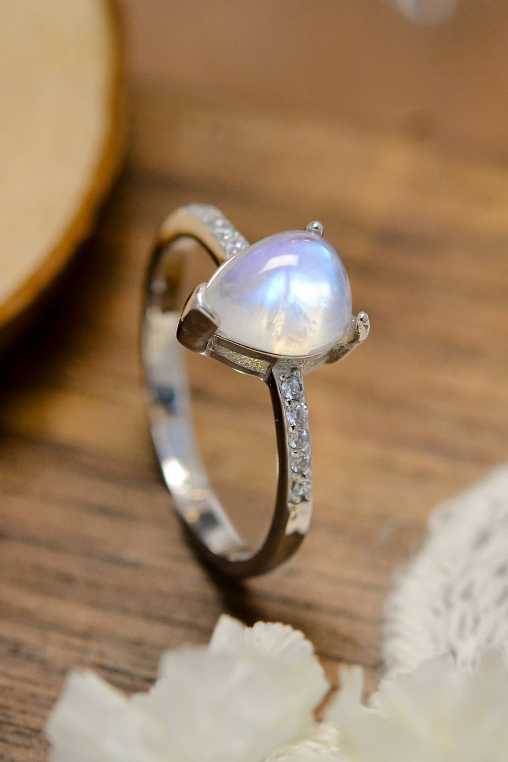 moonstone side stone ring