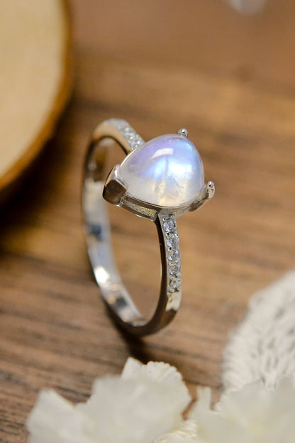 moonstone side stone ring
