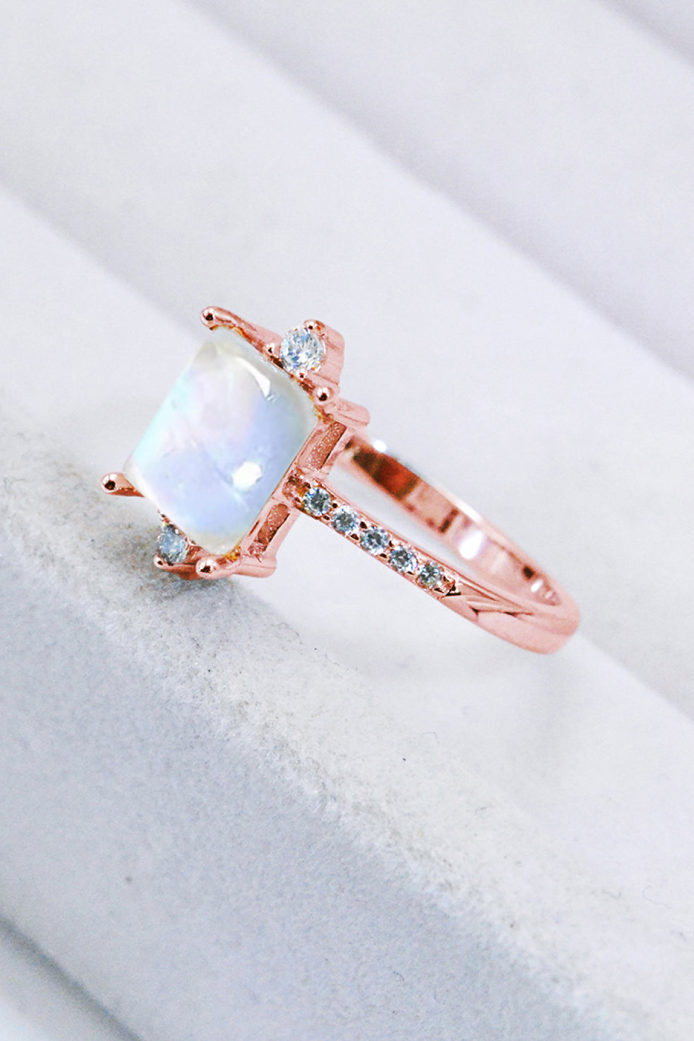 square moonstone silver ring