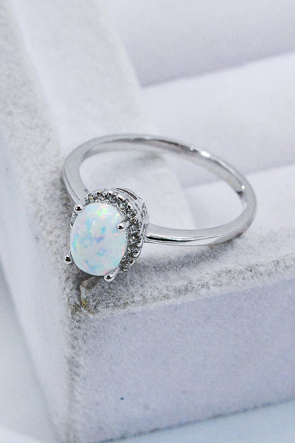 4 prong opal silver ring