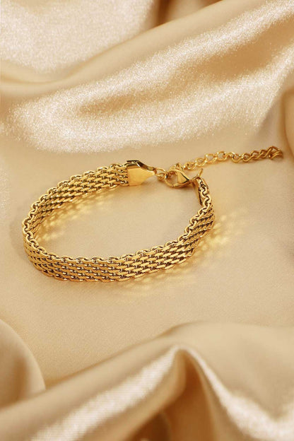 gold wide link bracelet