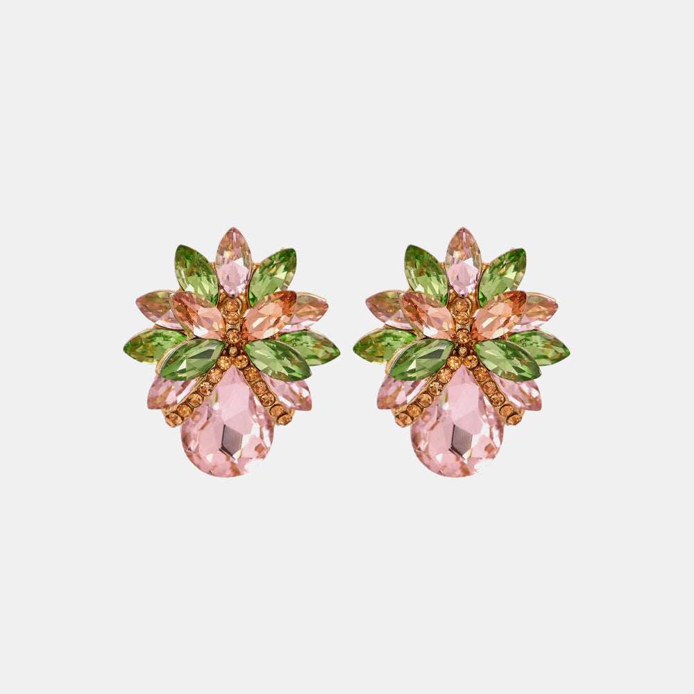 floral glass stone studs