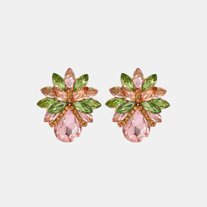 floral glass stone studs