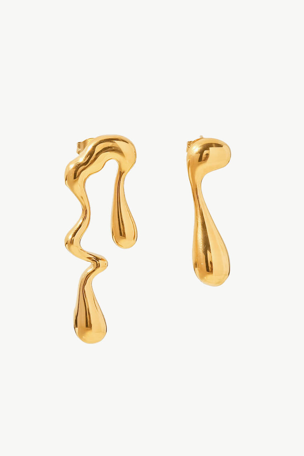 asymmetrical geometric gold hoops