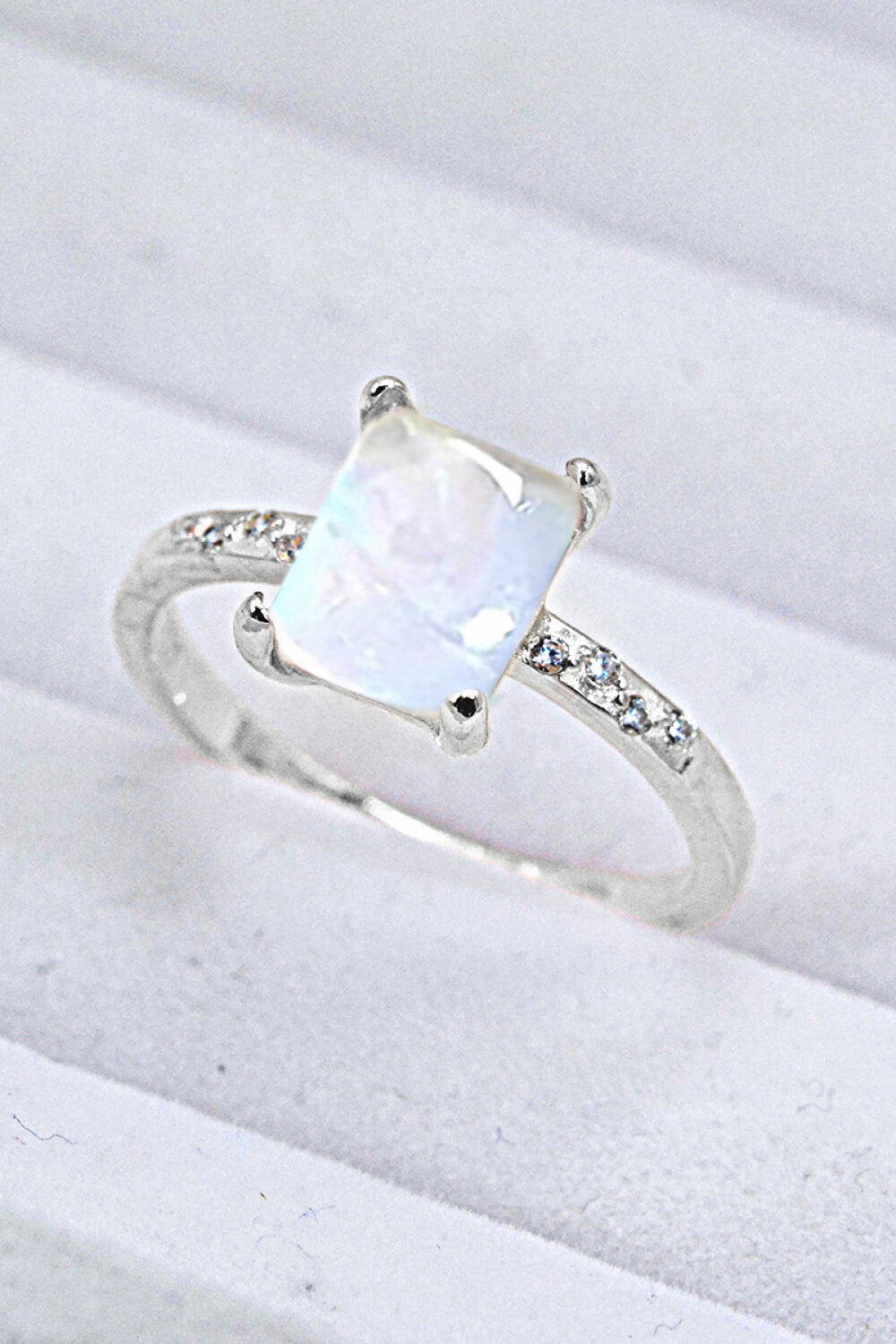 square moonstone silver circle