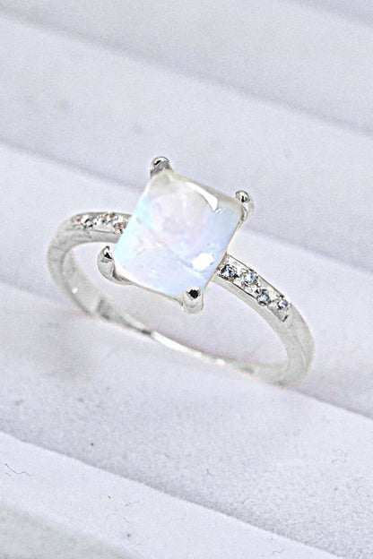 square moonstone silver circle