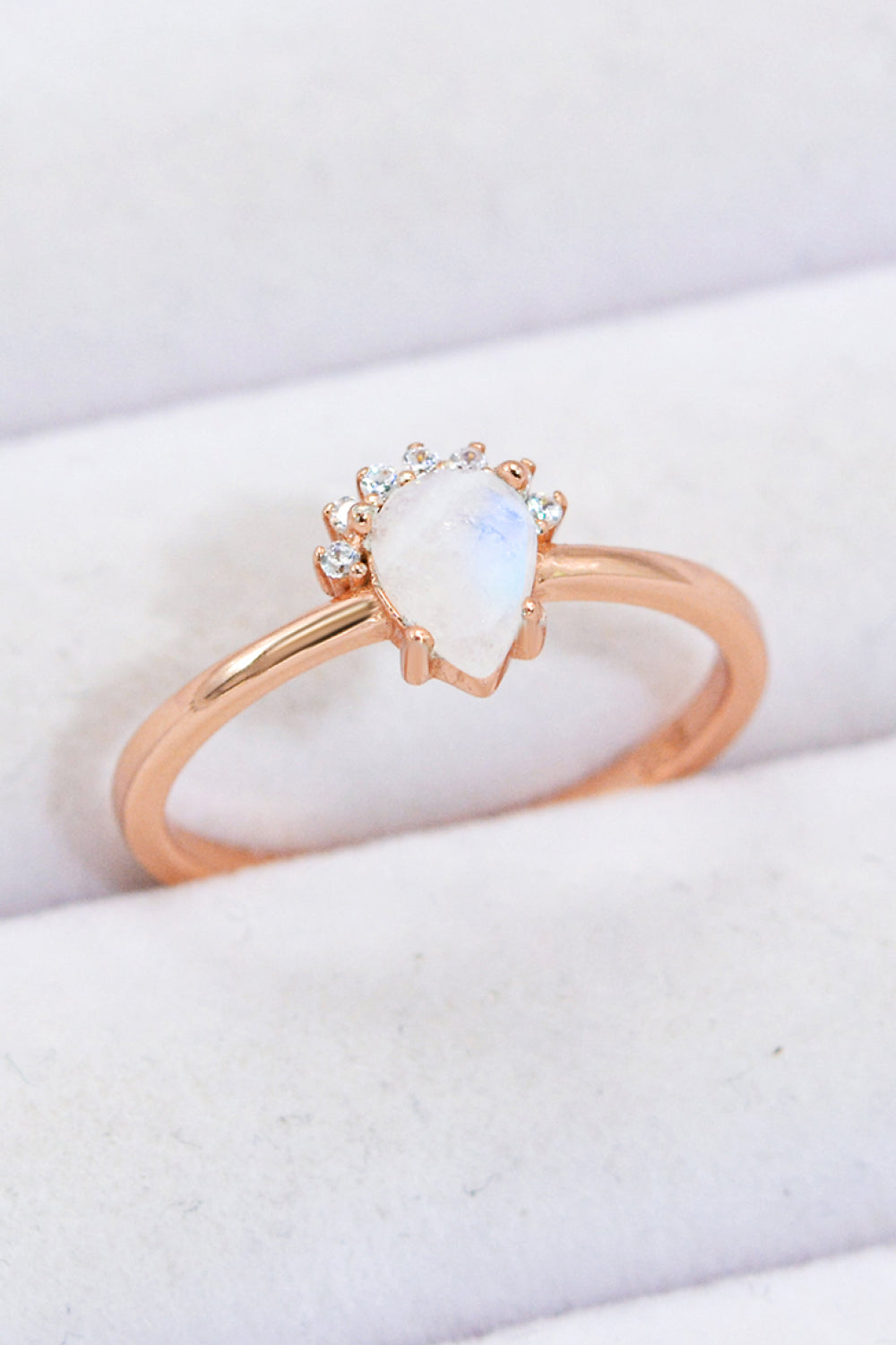 rose gold moonstone pear ring