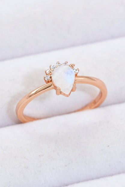 rose gold moonstone pear ring