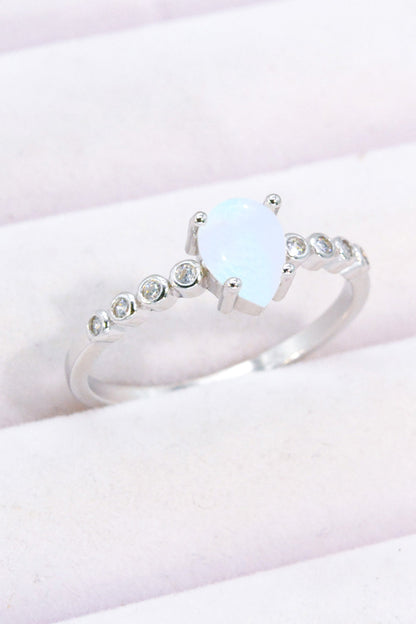 moonstone teardrop ring