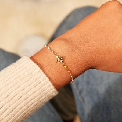 gold lotus beaded bracelet