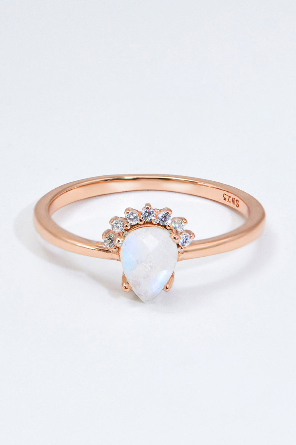rose gold moonstone pear ring