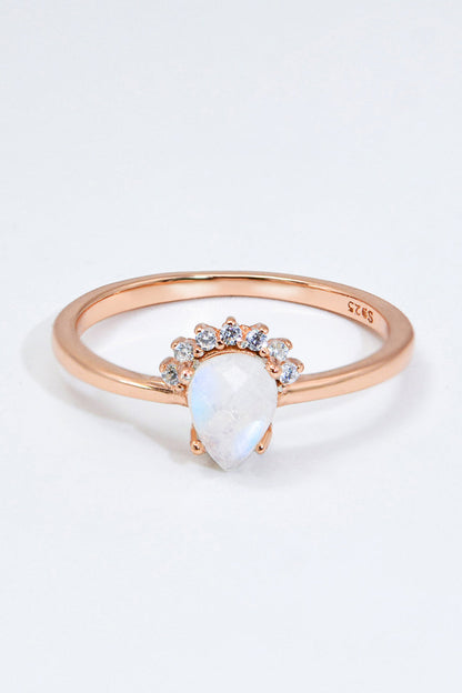 rose gold moonstone pear ring