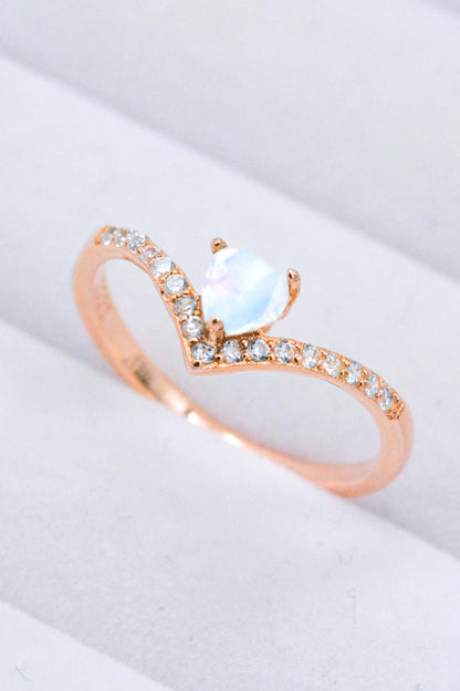 heart moonstone silver ring