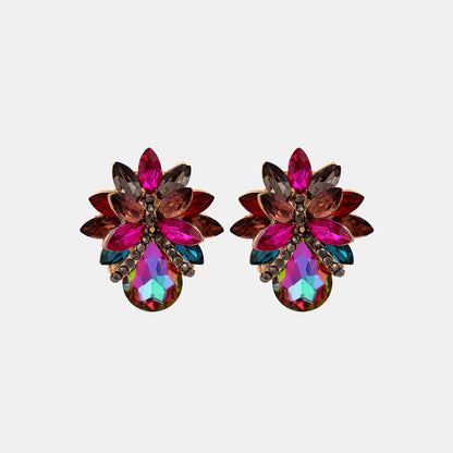 floral glass stone studs