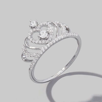 crown zircon silver ring