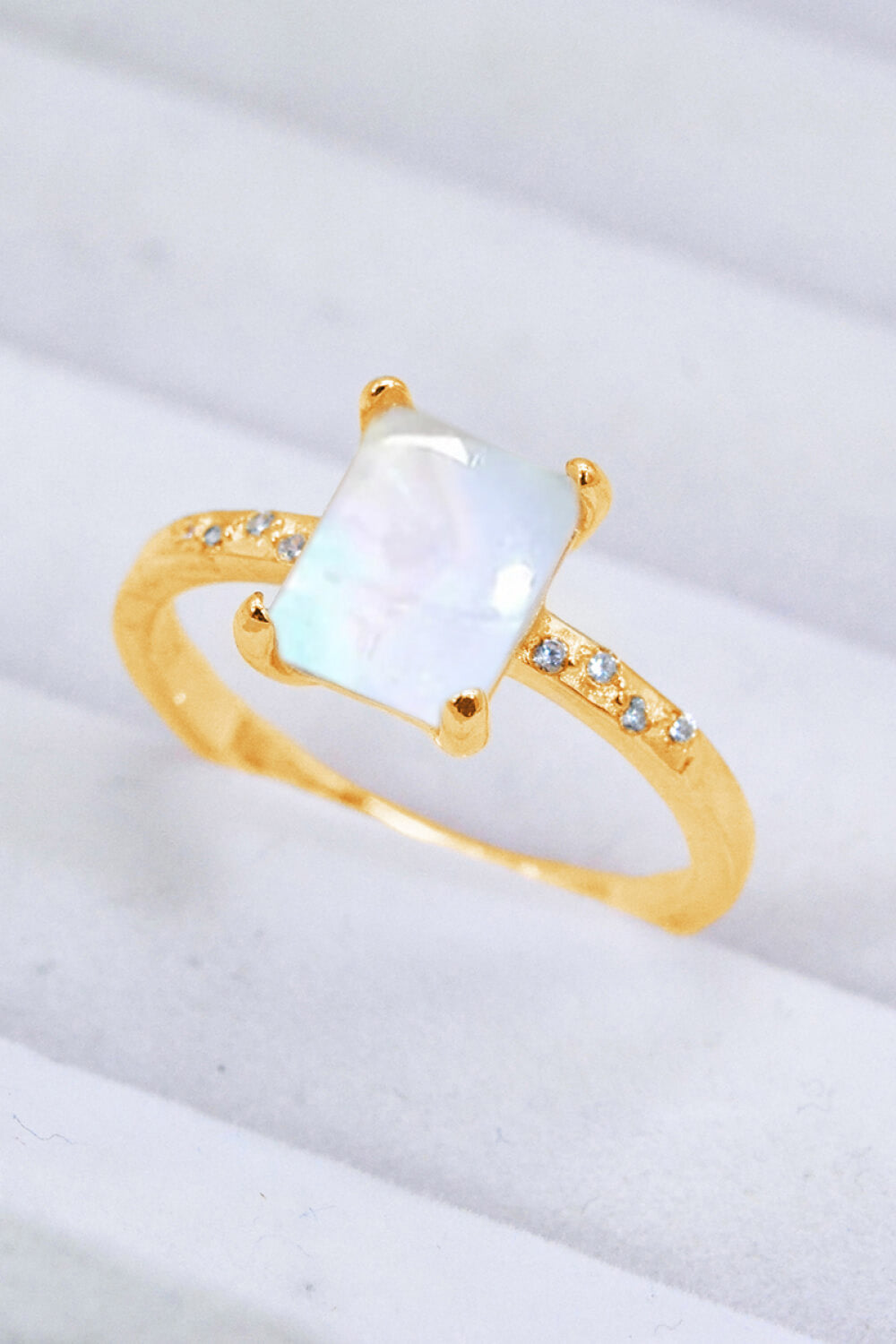 square moonstone silver circle