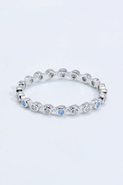 moonstone zircon silver ring