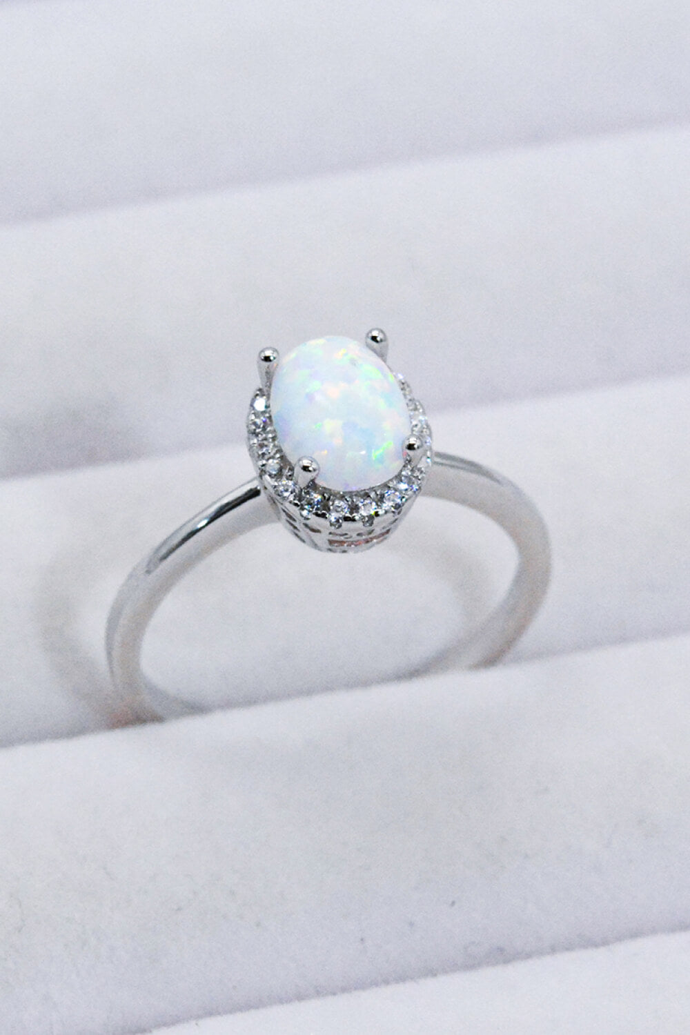 4 prong opal silver ring