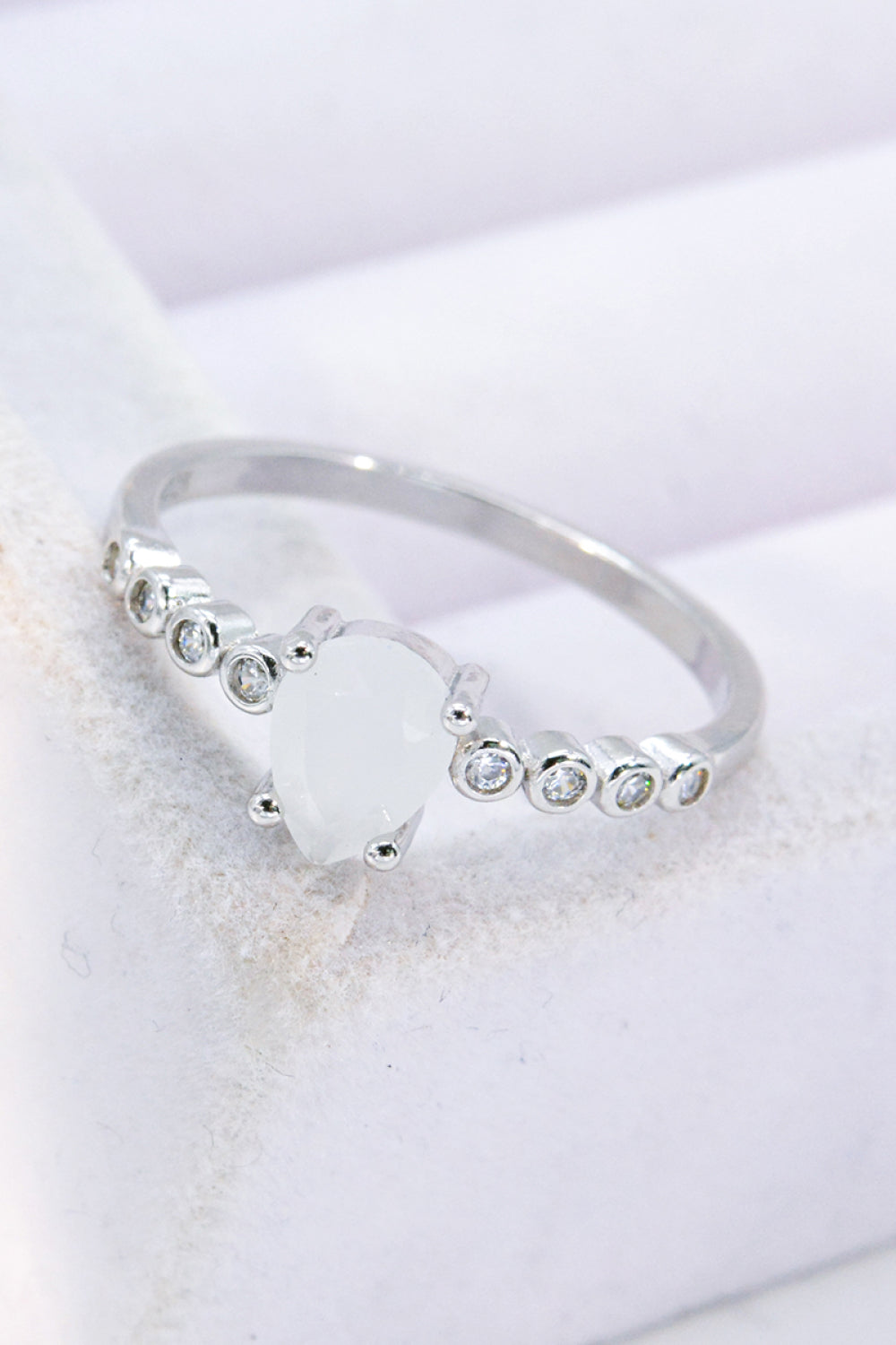 moonstone teardrop ring