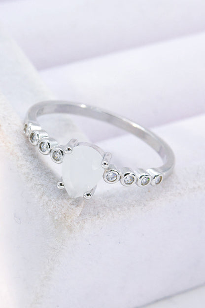 moonstone teardrop ring