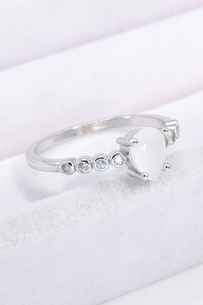 moonstone teardrop ring