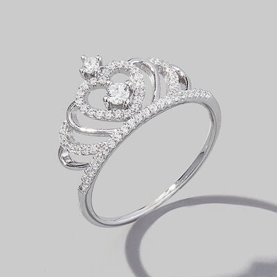 crown zircon silver ring