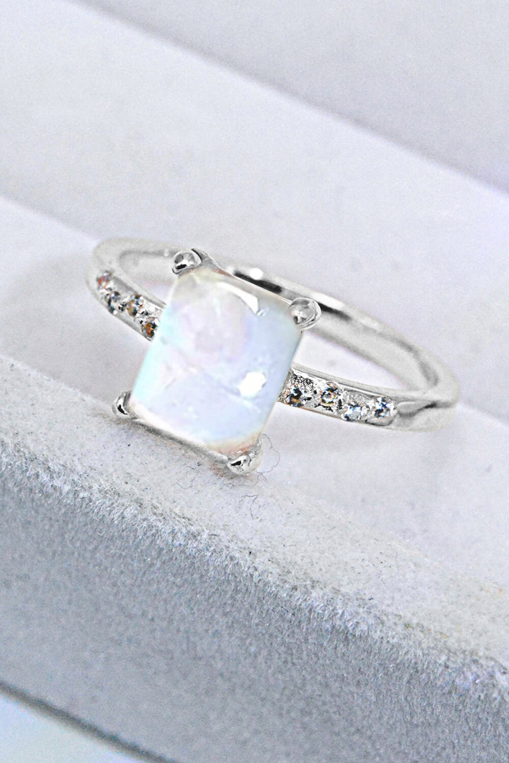 square moonstone silver circle