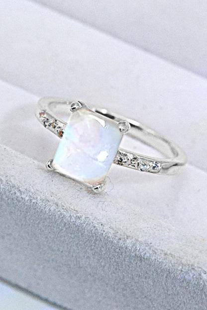 square moonstone silver circle