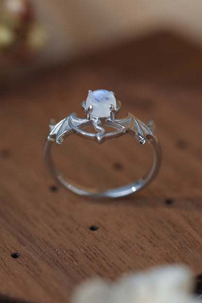 moonstone bat silver ring