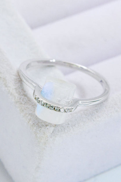 platinum moonstone ring