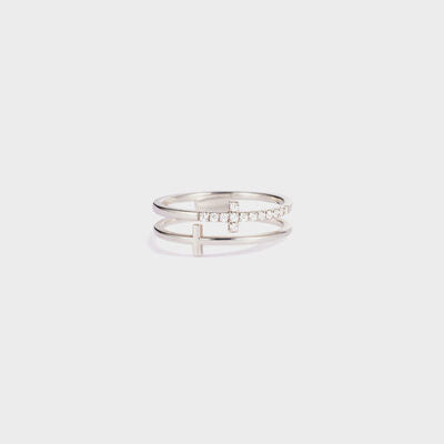 double cross silver ring