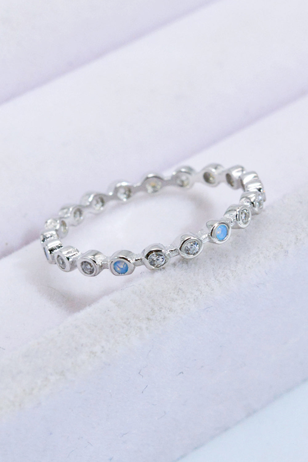 moonstone zircon silver ring