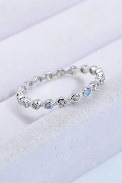 moonstone zircon silver ring