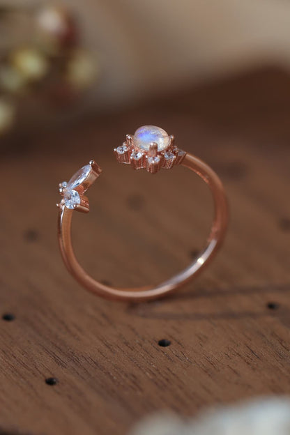 rose gold moonstone open ring
