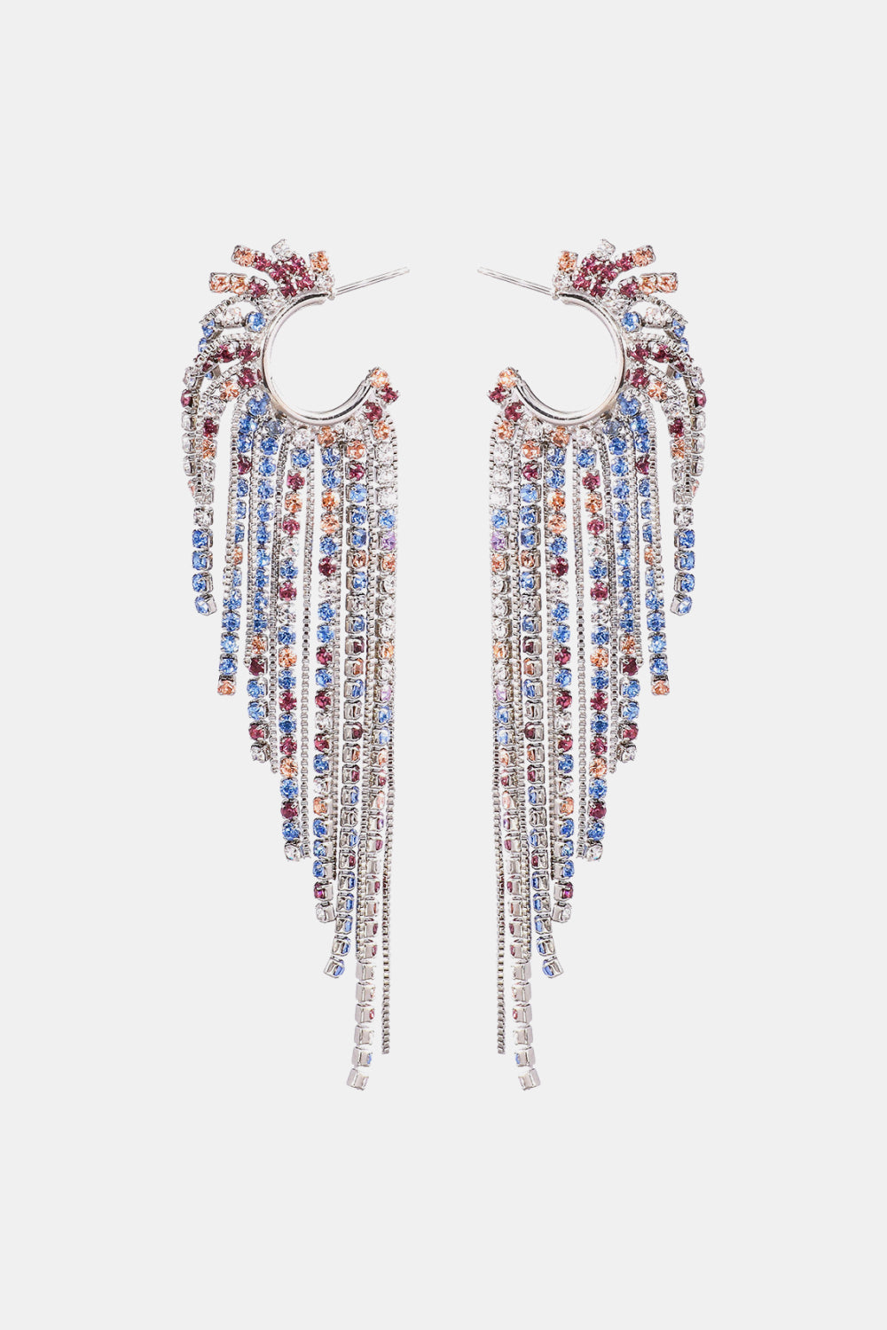 fringed crystal drop hoops