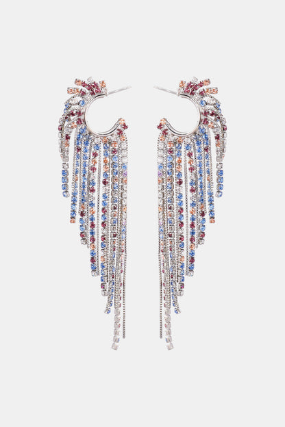 fringed crystal drop hoops