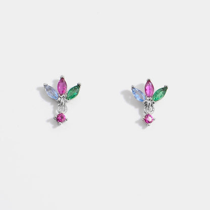 geometric zircon silver studs