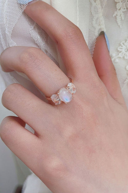 moonstone three stone ring