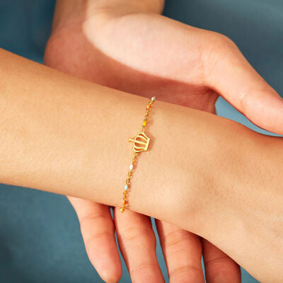 gold crown bead bracelet