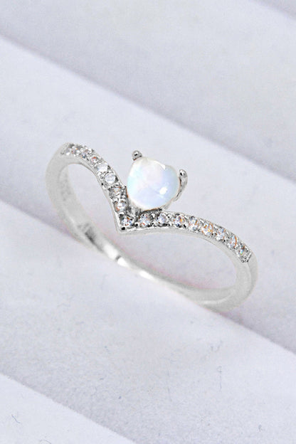 heart moonstone silver ring