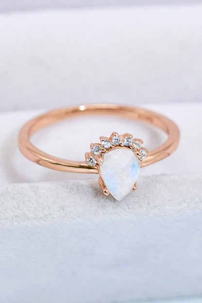 rose gold moonstone pear ring