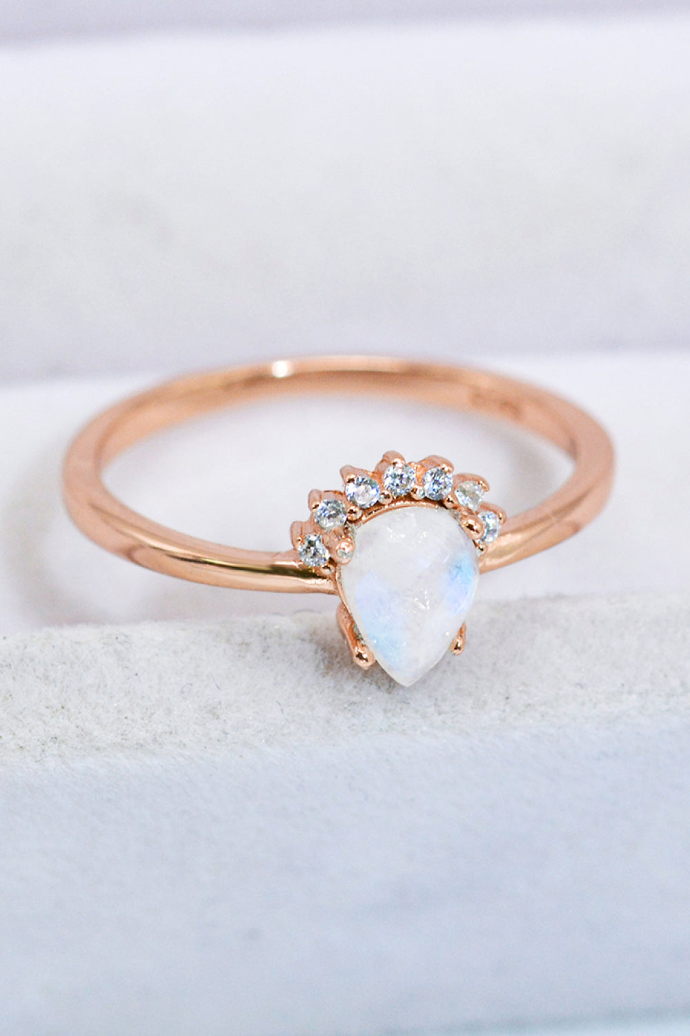 rose gold moonstone pear ring