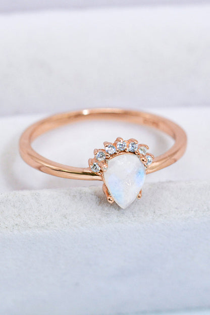 rose gold moonstone pear ring