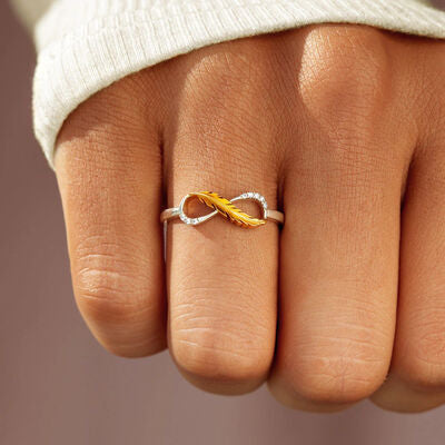 feather zircon silver ring