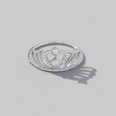 crown zircon silver ring