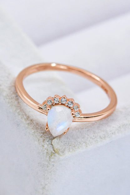 rose gold moonstone pear ring