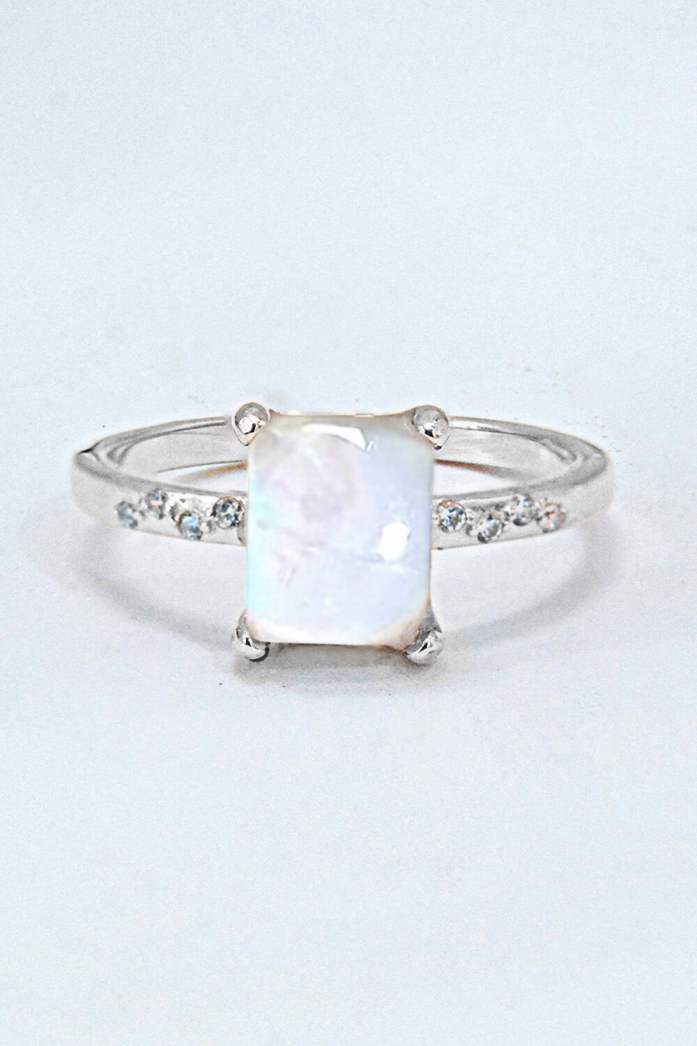 square moonstone silver circle