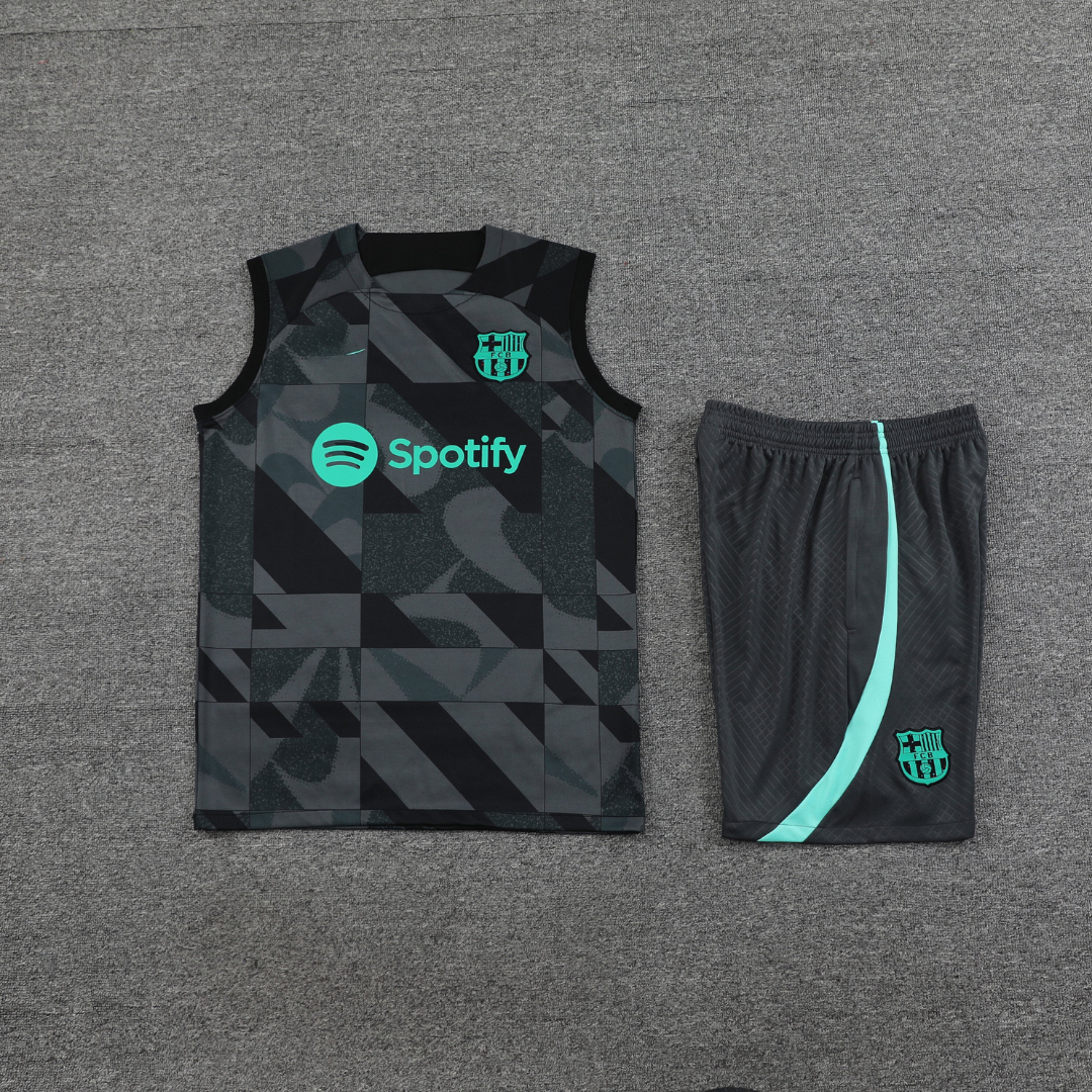 FC Barcelona Black Sleeveless Summer Training Set 2024-2025