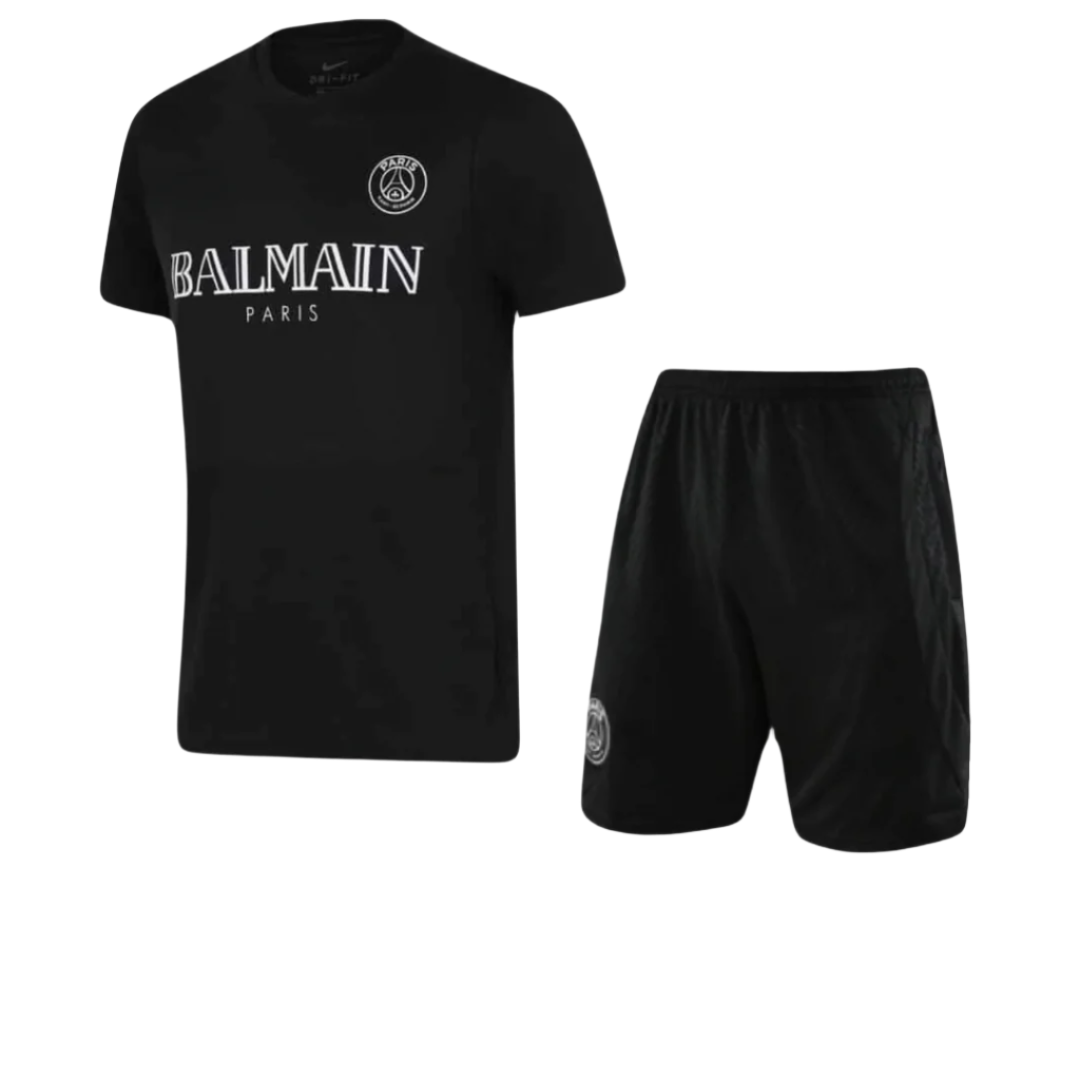 PSG Balmain Summer Set Black &amp; Grey T-Shirt Shorts